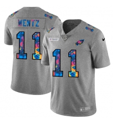 Philadelphia Eagles 11 Carson Wentz Men Nike Multi Color 2020 NFL Crucial Catch NFL Jersey Greyheather