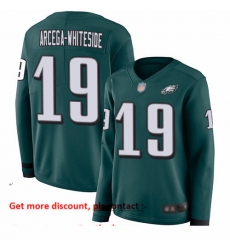 Eagles 19 JJ Arcega Whiteside Midnight Green Team Color Women Stitched Football Limited Therma Long Sleeve Jersey