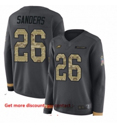 Eagles 26 Miles Sanders Anthracite Salute to Service Women Stitched Football Limited Therma Long Sleeve Jersey