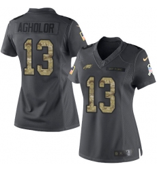 Nike Eagles #13 Nelson Agholor Black Womens Stitched NFL Limited 2016 Salute to Service Jersey