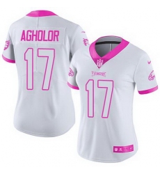 Nike Eagles #17 Nelson Agholor White Pink Womens Stitched NFL Limited Rush Fashion Jersey
