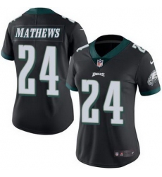 Nike Eagles #24 Ryan Mathews Black Womens Stitched NFL Limited Rush Jersey