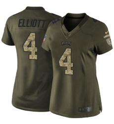 Nike Eagles #4 Jake Elliott Green Womens Stitched NFL Limited 2015 Salute to Service Jersey