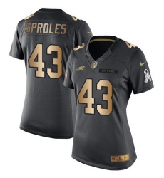 Nike Eagles #43 Darren Sproles Black Womens Stitched NFL Limited Gold Salute to Service Jersey