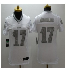 Women New Eagles #17 Nelson Agholor White Stitched NFL Limited Platinum Jersey