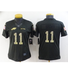 Women Philadelphia Eagles 11 A  J  Brown Black Salute To Service Stitched Football Jersey 28Run Small 2