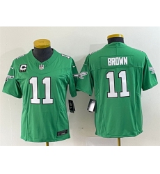 Women Philadelphia Eagles 11 A  J  Brown Green 2023 F U S E  With C Patch Stitched Football Jersey  Run Small