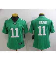 Women Philadelphia Eagles 11 A  J  Brown Green Vapor Untouchable Limited Stitched Football Jersey 28Run Small 2
