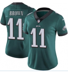 Women Philadelphia Eagles 11 A J  Brown Green Vapor Untouchable Limited Stitched Football Jersey