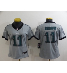 Women Philadelphia Eagles 11 A  J  Brown Grey Vapor Untouchable Limited Stitched Football Jersey 28Run Small 2