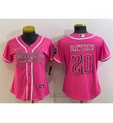 Women Philadelphia Eagles 20 Brian Dawkins Pink With Patch Cool Base Stitched Baseball Jersey
