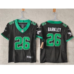 Women Philadelphia Eagles 26 Saquon Barkley Black Throwback F U S E  Vapor Untouchable Limited Stitched Football Jersey 