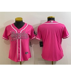 Women Philadelphia Eagles Blank Pink With Patch Cool Base Stitched Baseball Jersey