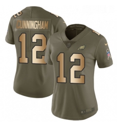 Womens Nike Philadelphia Eagles 12 Randall Cunningham Limited OliveGold 2017 Salute to Service NFL Jersey