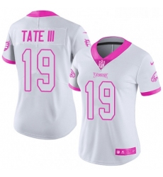 Womens Nike Philadelphia Eagles 19 Golden Tate III Limited White Pink Rush Fashion NFL Jersey