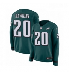 Womens Nike Philadelphia Eagles 20 Brian Dawkins Limited Green Therma Long Sleeve NFL Jersey