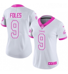 Womens Nike Philadelphia Eagles 9 Nick Foles Limited WhitePink Rush Fashion NFL Jersey