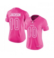 Womens Philadelphia Eagles 10 DeSean Jackson Limited Pink Rush Fashion Football Jersey