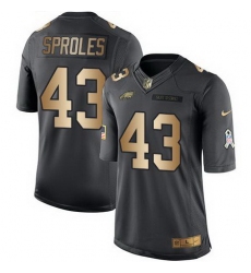 Nike Eagles #43 Darren Sproles Black Youth Stitched NFL Limited Gold Salute to Service Jersey