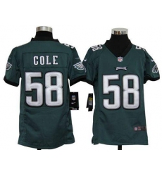 Nike Eagles #58 Trent Cole Midnight Green Team Color Youth Stitched NFL Elite Jersey
