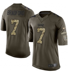 Nike Eagles #7 Sam Bradford Green Youth Stitched NFL Limited Salute to Service Jersey