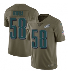 Youth Nike Eagles #58 Jordan Hicks Olive Stitched NFL Limited 2017 Salute to Service Jersey