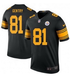 Men Nike 81 Zach Gentry Pittsburgh Steelers Legend Black Color Rush Jersey