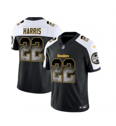 Men Pittsburgh Steelers 22 Najee Harris Black White 2023 F U S E  Smoke Vapor Untouchable Limited Stitched Jersey