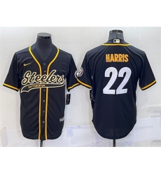 Men Pittsburgh Steelers 22 Najee Harris Black With Patch Cool Base Stitched Baseball Jerseys