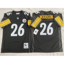 Men Pittsburgh Steelers 26 Rod Woodson Black Stitched Football Jersey