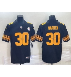 Men Pittsburgh Steelers 30 Jaylen Warren Black Color Rush Stitched Jersey