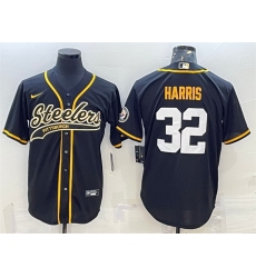 Men Pittsburgh Steelers 32 Franco Harris Black With Patch Cool Base Stitched Baseball JerseyS
