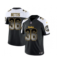 Men Pittsburgh Steelers 36 Jerome Bettis Black White 2023 F U S E  Smoke Vapor Untouchable Limited Stitched Jersey