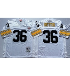 Men Pittsburgh Steelers 36 Jerome Bettis White M&N Throwback Jersey