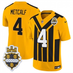 Men Pittsburgh Steelers 4 DK Metcalf Gold 1933 F U S E  Throwback Alternate Football Stitched Football Jersey