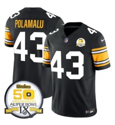 Men Pittsburgh Steelers 43 Troy Polamalu Black 2024 F U S E 50th Anniversary Of Super Bowl IX Vapor Untouchable Limited Stitched Jersey