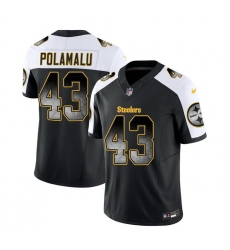 Men Pittsburgh Steelers 43 Troy Polamalu Black White 2023 F U S E  Smoke Vapor Untouchable Limited Stitched Jersey