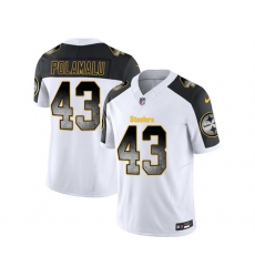 Men Pittsburgh Steelers 43 Troy Polamalu White Black 2023 F U S E  Smoke Vapor Untouchable Limited Stitched Jersey
