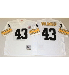 Men Pittsburgh Steelers 43 Troy Polamalu White M&N Throwback Jersey