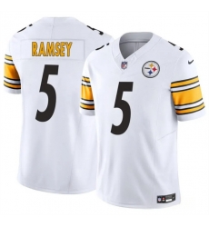 Men Pittsburgh Steelers 5 Jalen Ramsey White 2025 F U S E Vapor Limited Stitched Football Jersey Men Pittsburgh Steelers 5 Jalen Ramsey White 2025 F U S E Vapor Limited Stitched Football Jersey