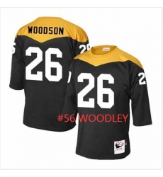 Men Pittsburgh Steelers 56 Lamarr Woodley Yellow Black Throwback Jersey