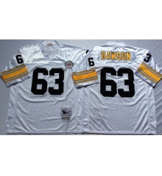 Men Pittsburgh Steelers 63 Dermontti Dawson White M&N Throwback Jersey