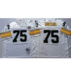 Men Pittsburgh Steelers 75 Joe Greene White M&N Throwback Jersey