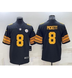 Men Pittsburgh Steelers 8 Kenny Pickett Black Color Rush Stitched Jersey