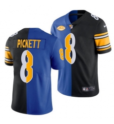 Men Pittsburgh Steelers 8 Kenny Pickett Royal Black Split Limited Stitched Jerse