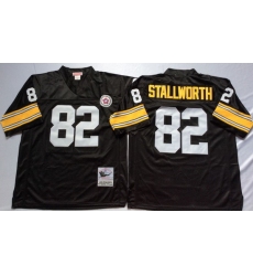 Men Pittsburgh Steelers 82 John Stallworth Black M&N Throwback Jersey