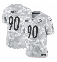 Men Pittsburgh Steelers 90 T J Watt 2024 Arctic Camo Salute To Service Limited Stitched Football Jersey