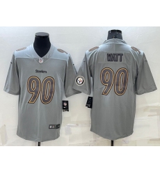 Men Pittsburgh Steelers 90 T J  Watt Grey Atmosphere Fashion Stitched Jersey
