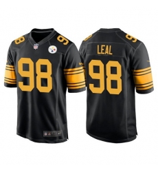 Men Pittsburgh Steelers 98 DeMarvin Leal Black Color Rush Stitched Jersey