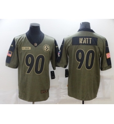 Men Pittsburgh Steelers T.J. Watt Nike Olive 2021 Salute To Service Limited Player Jersey